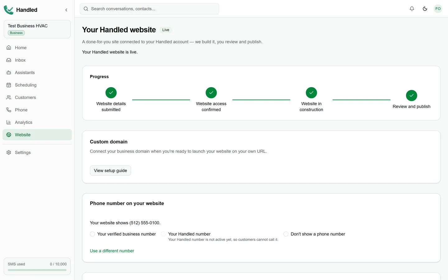 Website management in Handled with the site's build and publish status
